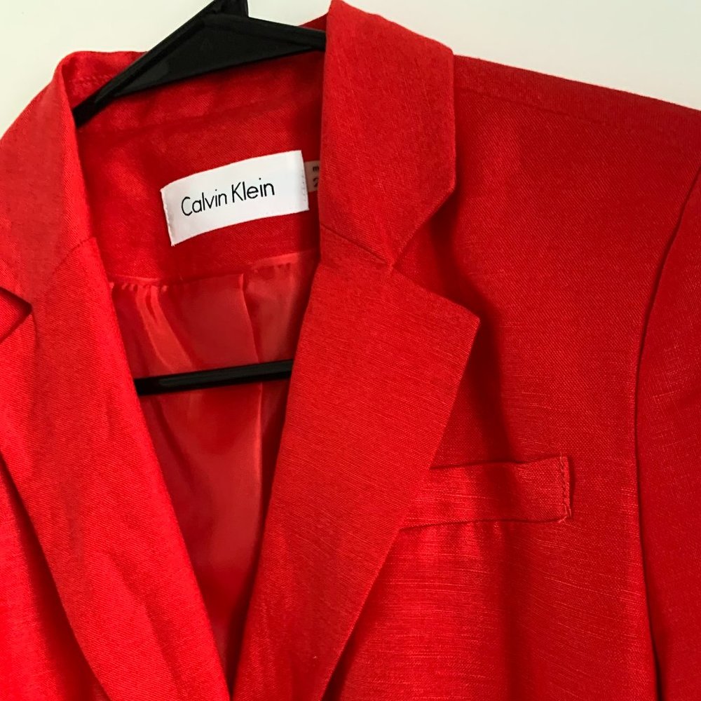 Calvin Klein Blazer Jacket Red Gold Buttons - Picture 7 of 8